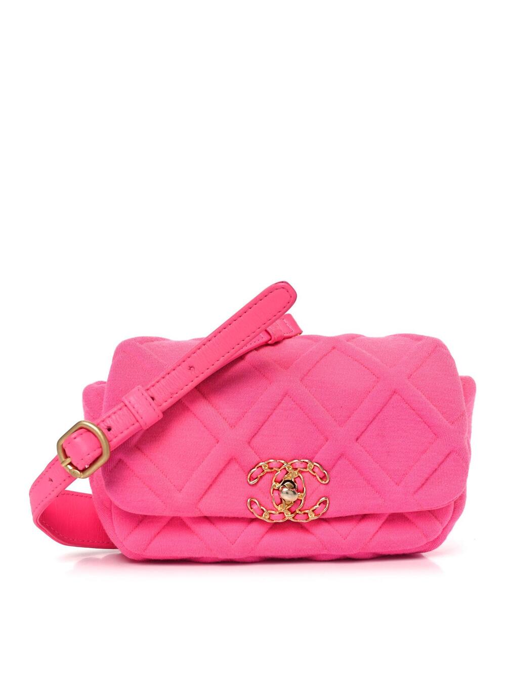Jersey Quilted Chanel 19 Waist Bag Pink #258839C19B